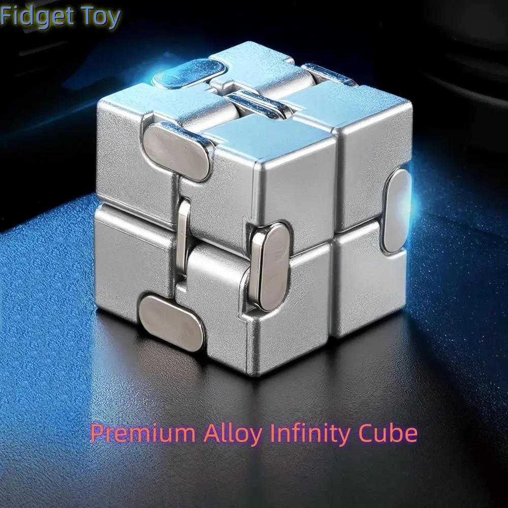 Alloy & Plastic Unisex Infinity Cube Fidget Toy, Ultra-Durable Sensory Stress Reliever for Adults & Kids, Anxiety Relief Gift