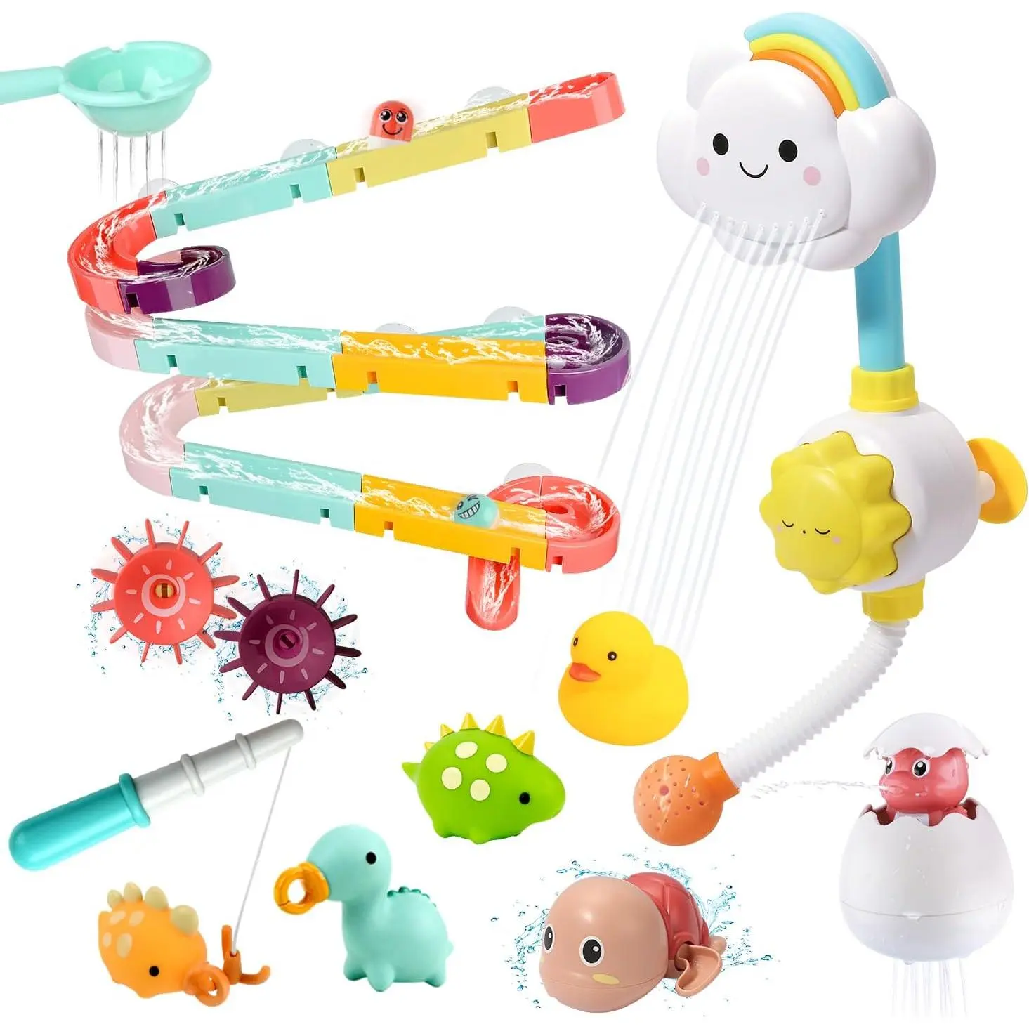 33 PCS Bath Toys for Toddlers and Babies, Bathtub Toy Set with Shower, Rubber Ducks, Floating Toysfidget toys