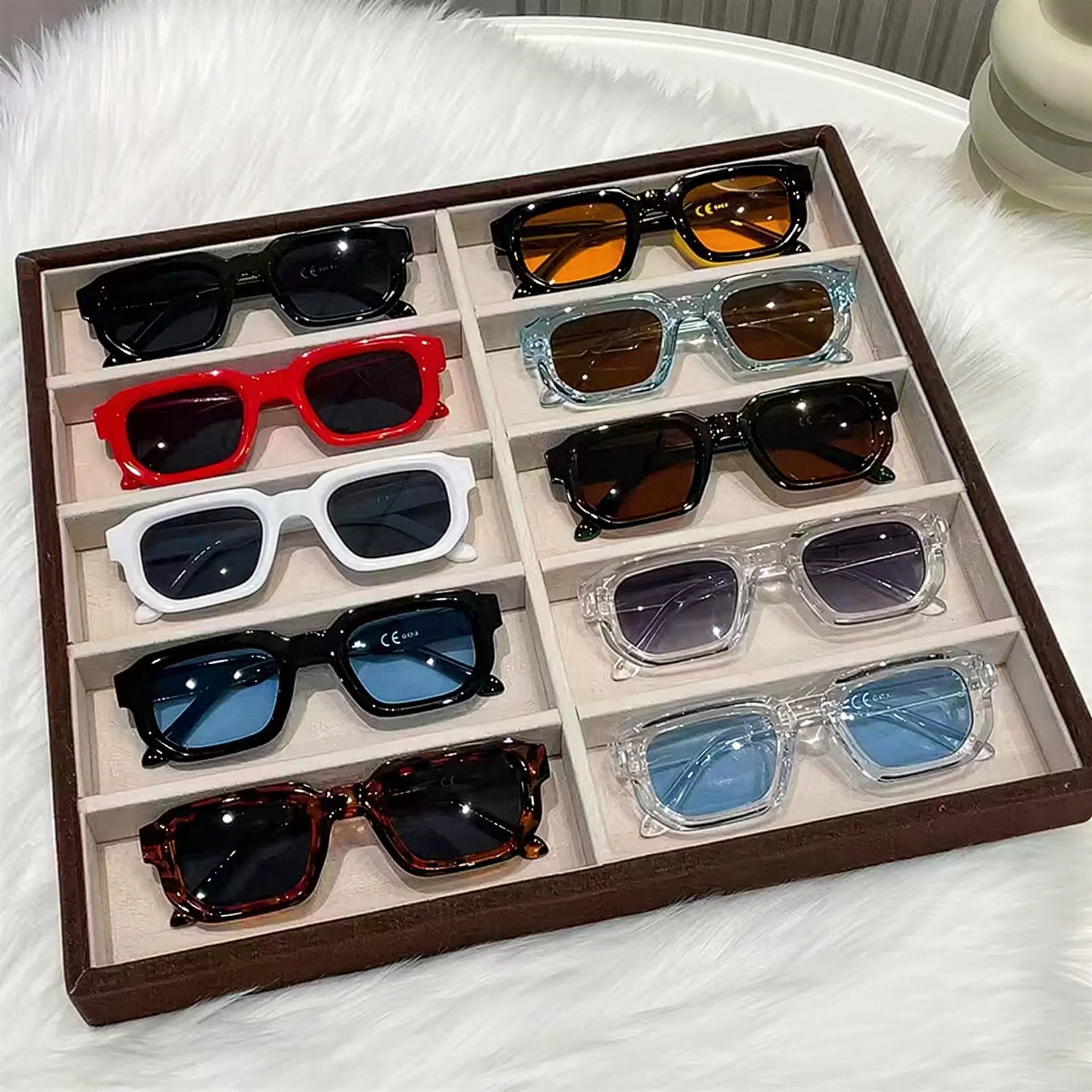 XUH Trendy Y2K Chunky Small Rectangle Frame Sunglasses for Men Women, UV400 Anti-Glare Retro Square Eyewear with 10 Color Options, Fashion Party Beach Daily Shades