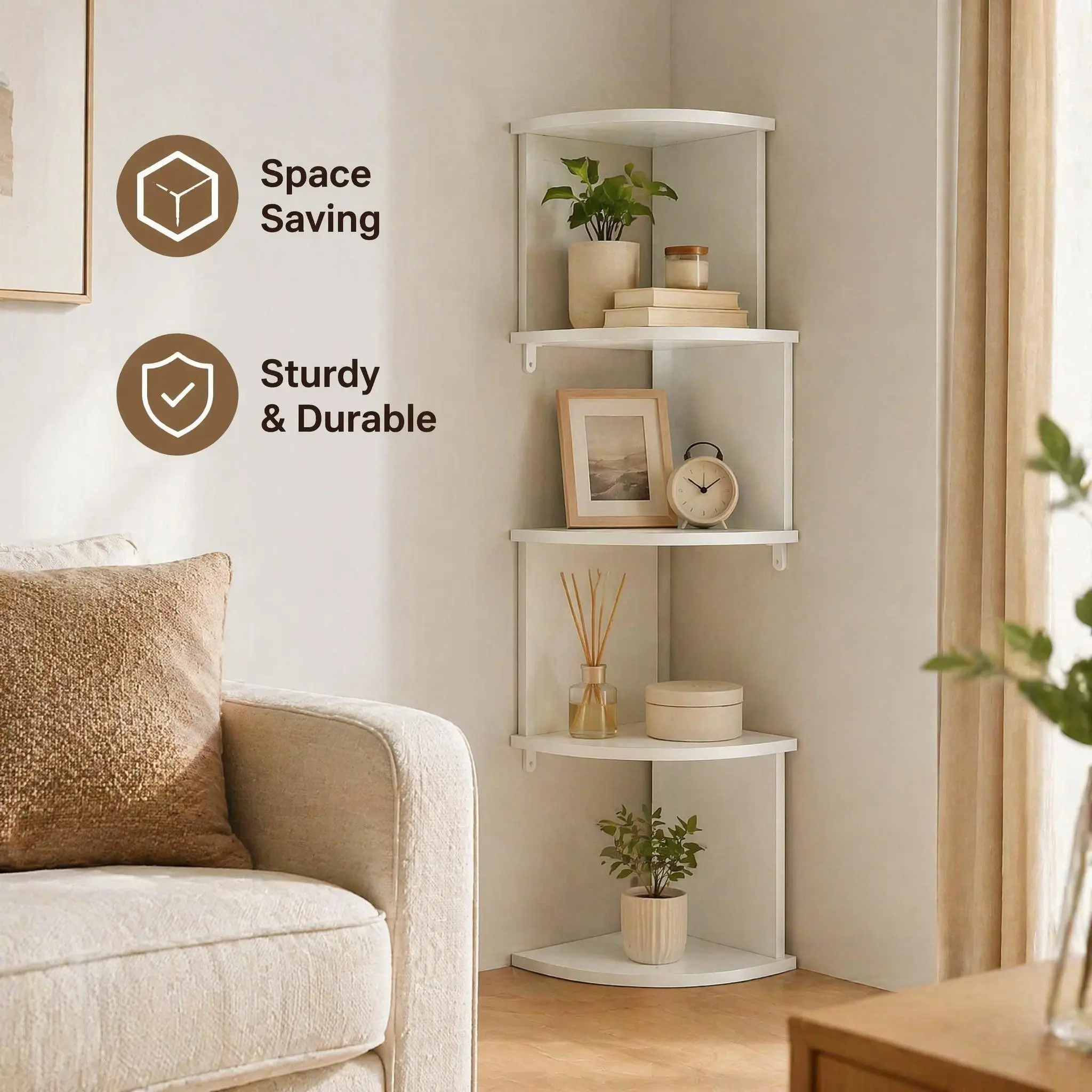 Corner Wall-Mounted Shelf, Space-Saving Z-Shape Plant Rack, Modern Floating Display Stand, Bedroom Living Room Decor Bookshelf, Decoration Items