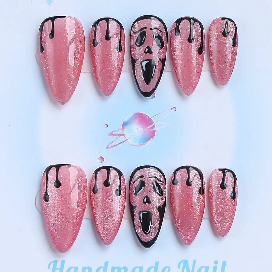 Nailssbysheccid, 10pcs press-on nails，almond shape,Y2K style, 100% handmade, combined with French style ,3D， suitable for family dinners, dates, weddings, it is the best gift for girls! Comes with jelly glue, crystal sticks and shaping strips.