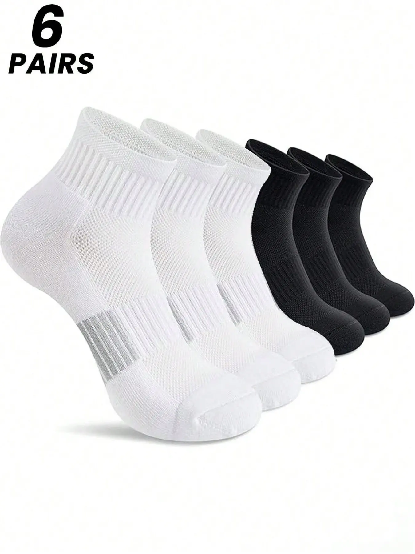 Men's Mid-Calf Crew Socks, Breathable Sweat-Wicking Anti-Odor Non-Slip Sports Athletic Socks, Low-Top, All Seasons, Lightweight Casual
