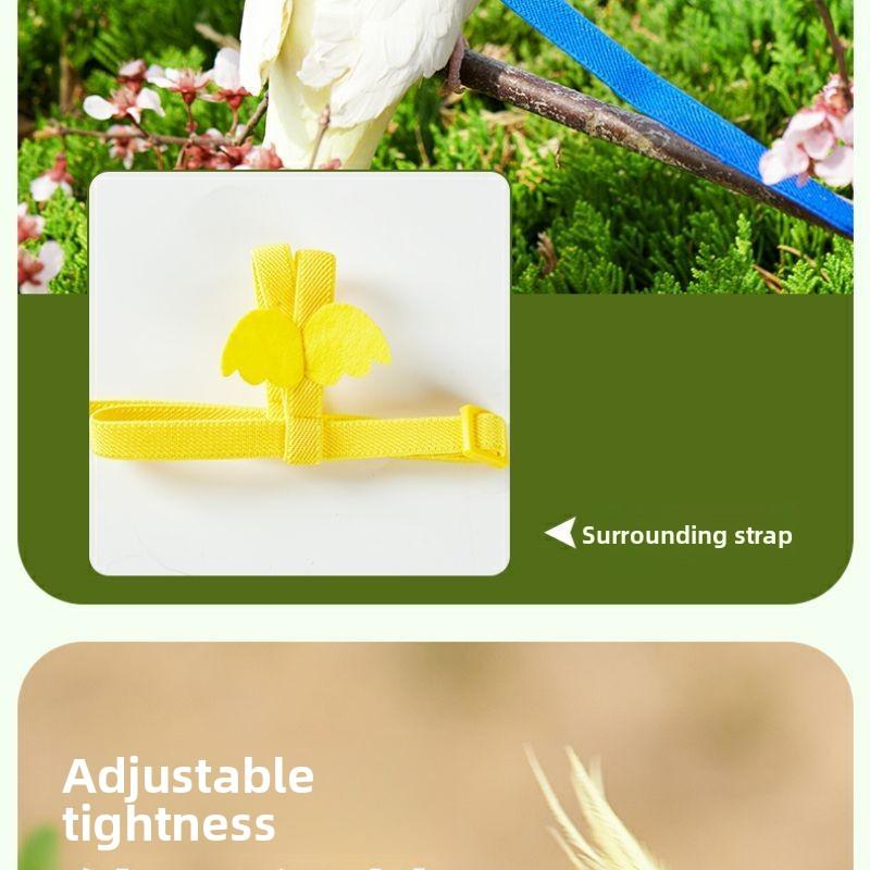 Adjustable Bird Harness Leash 2m Hand Rope Safe Escape Proof for Parrots Conures Cockatiels Outdoor Training Walking Pet Supplies