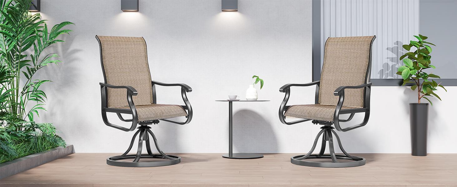 Amopatio Greenish Spring 3-Piece Patio Swivel Chairs, Modern Metal Outdoor Furniture Set with Cushions Amopatio Greenish Spring 3-Piece Patio Swivel Chairs, Modern Metal Outdoor Furniture Set with Cushions