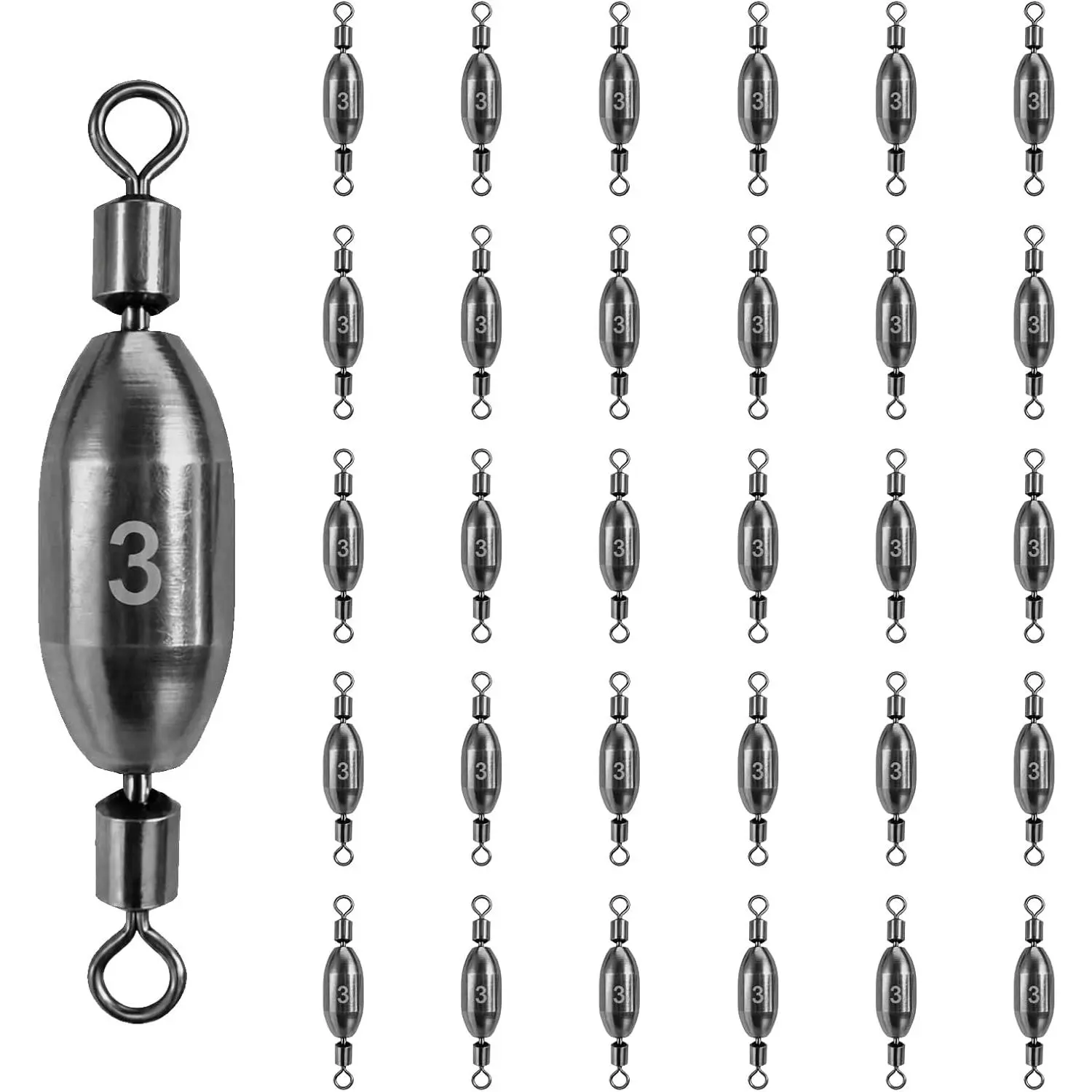 Fishing Weights Sinkers Kit, Inline Swivel  Sinkers with Storage Box |  sinkers kit with storage box,durable lead weights in multiple sizes,ideal for surf, bottom,catfish and bass fishing