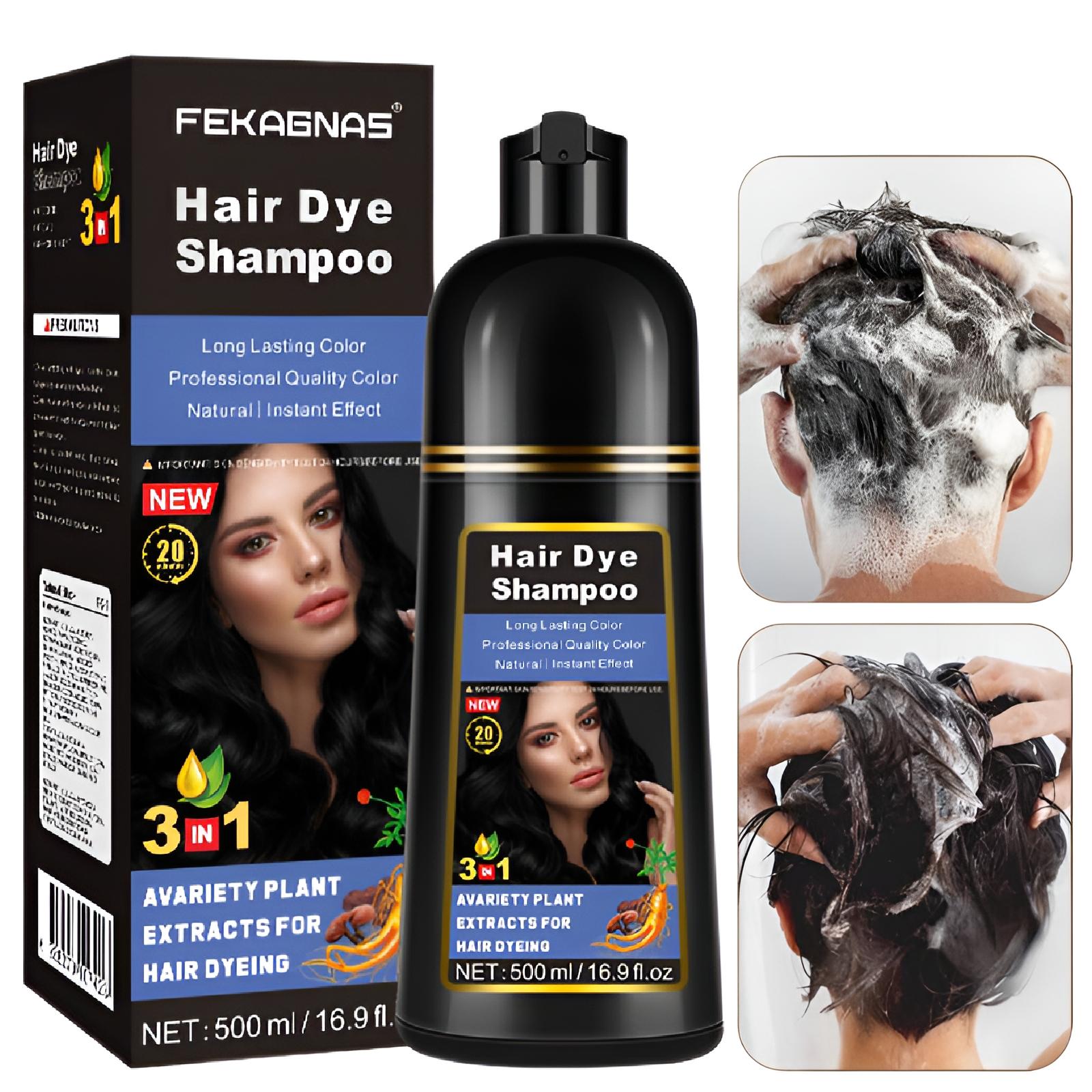3-In-1 Hair Dye Shampoo with Plant Extracts, Long-Lasting Color Protection, Non-Sticky Formula, Fruit Scent, Instant Coloring Gel