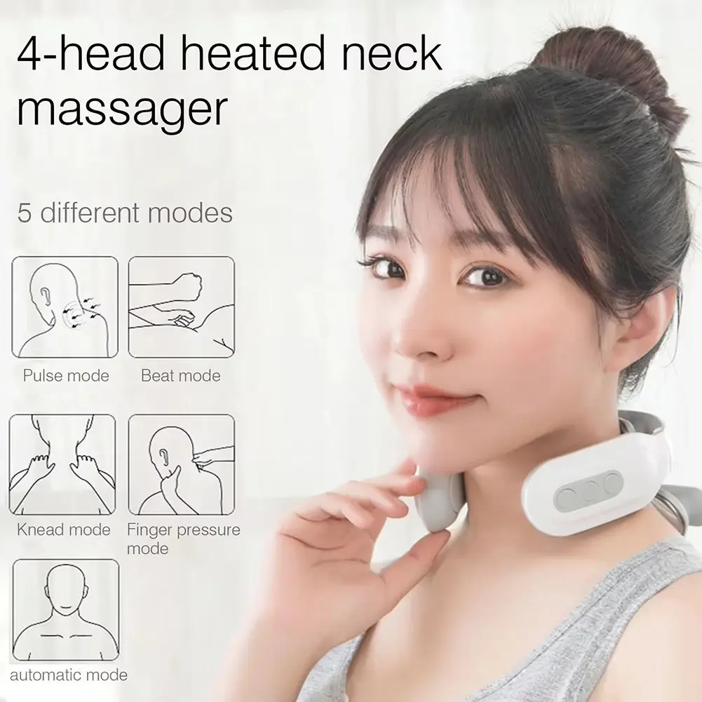 Portable Electric Neck Massager, Smart Neck Massage Device, Rechargeable, Relieves Neck and Shoulder Pain, Ideal for Home Use