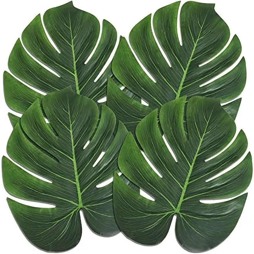 30pcs Large Realistic Palm Leaves, Durable Plastic Fake Fronds, Jungle Wedding, Garden Decor, Tropical Foliage, No Maintenance, Artificial Leaves