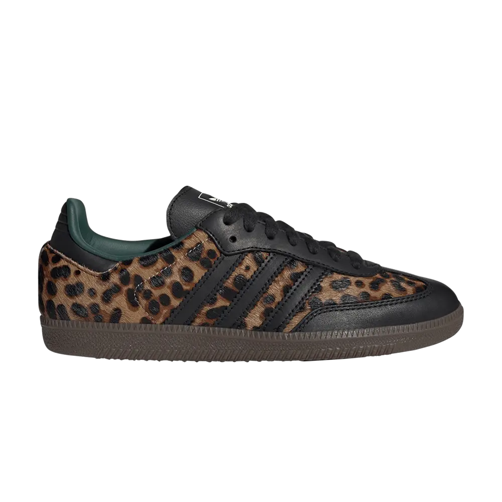 adidas Womens Samba OG 'Cheetah Pack - Collegiate Green' (women's sizes) Core Black/Collegiate Green/Cream White sneakers JI2735