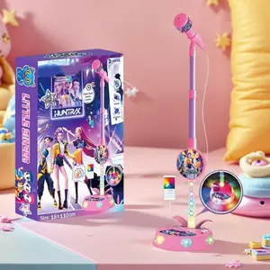 New Children's Musical Microphone Toy, Karaoke Machine, Colorful LED Lights, Type-C Smartphone Connection For Playing Songs From Your Phone- Anime Girl Group Themed Role-Playing & Music Education Toy for Kids