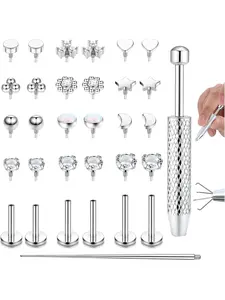 16g/18g Labret Piercing Jewelry, Surgical Steel Internally Threaded Tragus Stud, Cz Flat Back Earrings, Lip Bar, Helix, Cartilage, Conch, Nose Piercing