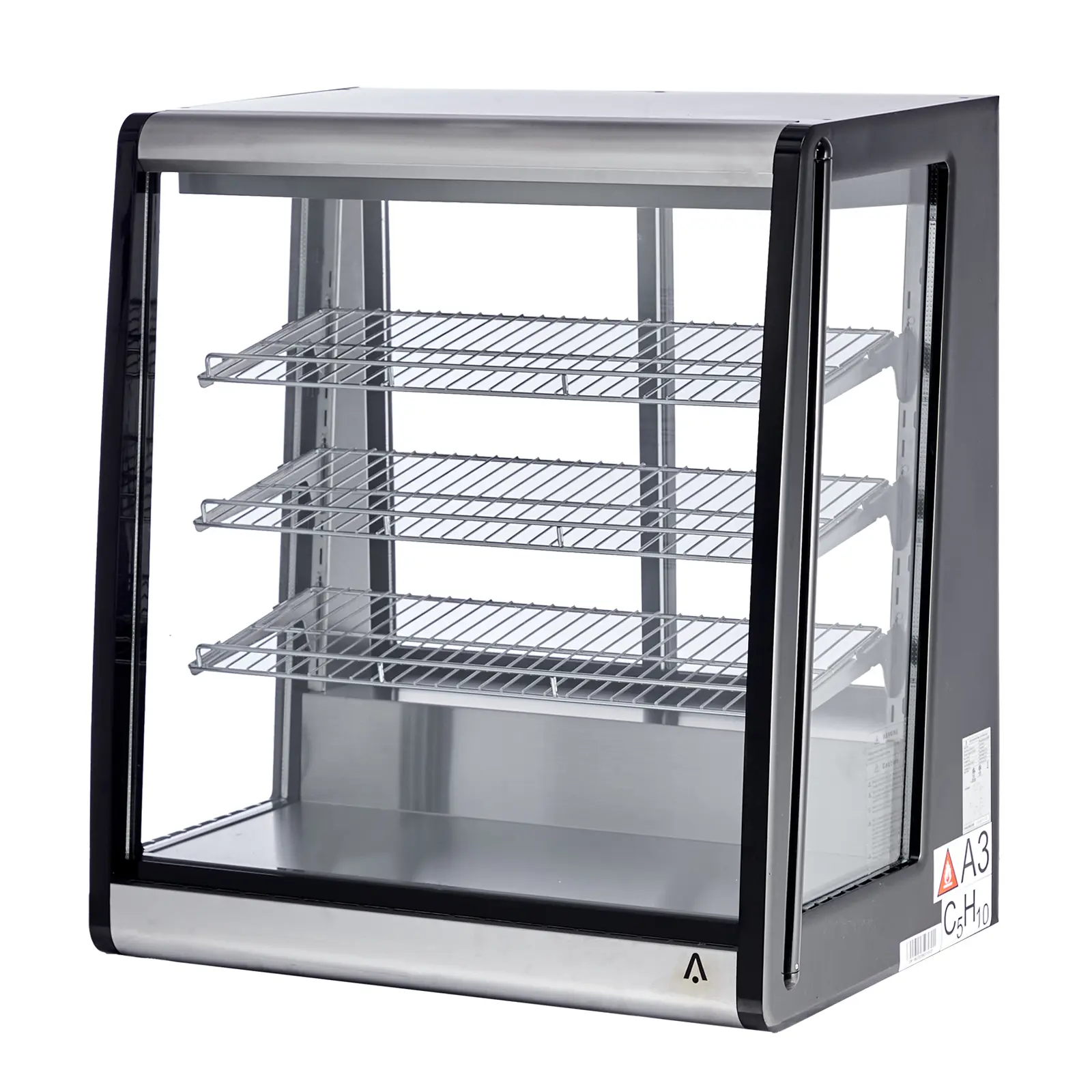 Energy Efficient Commercial Refrigerated Display Case – 196L Countertop Showcase – Double-Layer Tempered Glass, LED Lighting, Rear Sliding Doors – Ideal for Restaurants, Cafes, Stores – 110V – Black