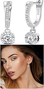 FINREZIO 1 Pair Post Hoop Earrings Hoops Cubic Zirconia Hoop Earrings for Women Hypoallergenic Earrings Jewelry