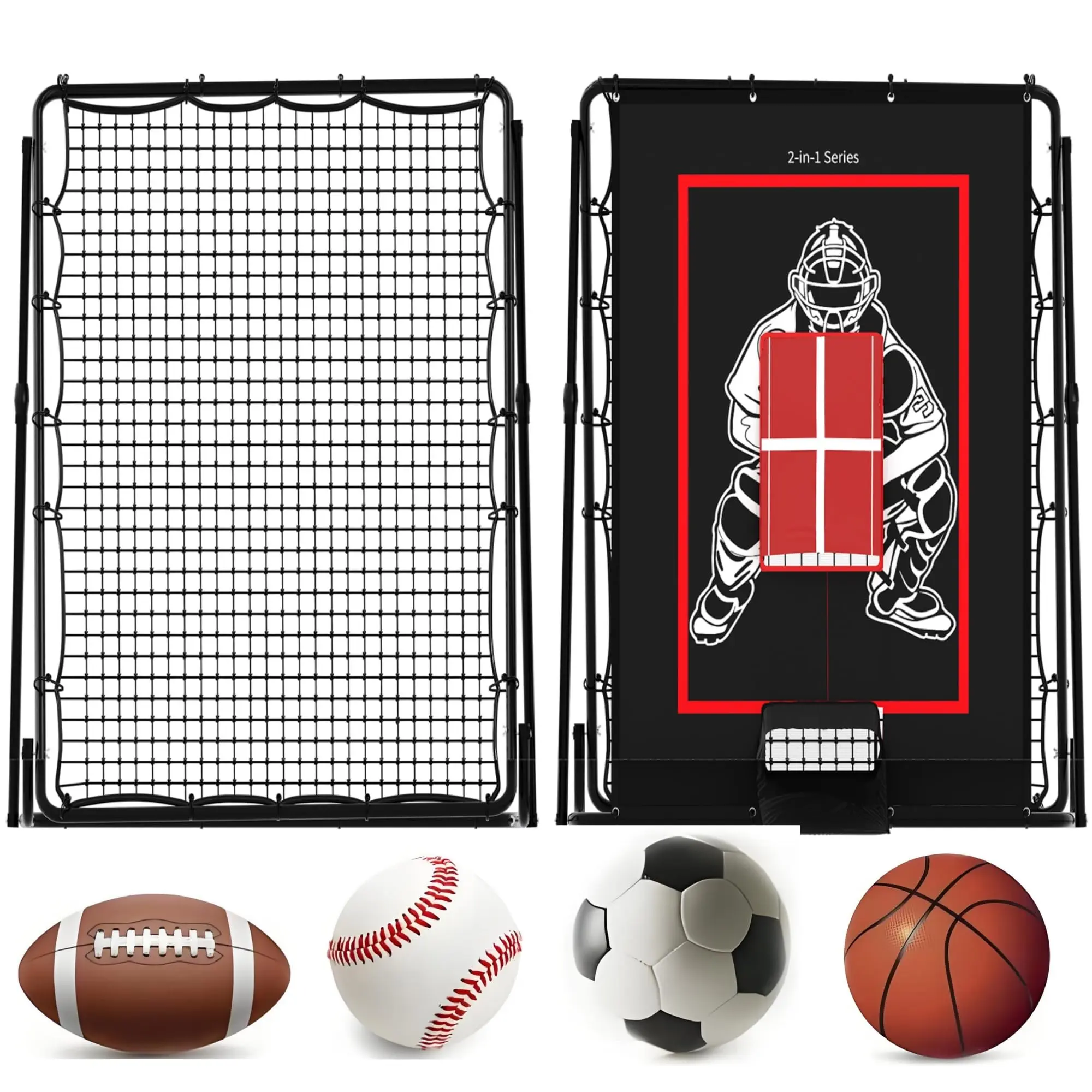 2-in-1 Baseball Pitching Trainer & Rebound Net – Pitching Target with Return Net for Throwing, Catching & Accuracy Drills, Portable Practice Equipment for Baseball & Softball Training