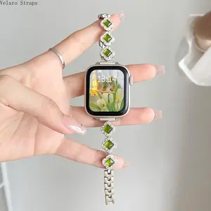 Rhinestone Rhombus Metal Chain Apple Watch Band, Elegant Summer Bracelet Strap Compatible with Series 1–11, Ultra & SE (38–49mm)