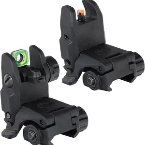 Flip-Forward Fiber Optic Scope Set, Polymer Folding Iron Sights with Dots, Adjustable for Outdoor Shooting