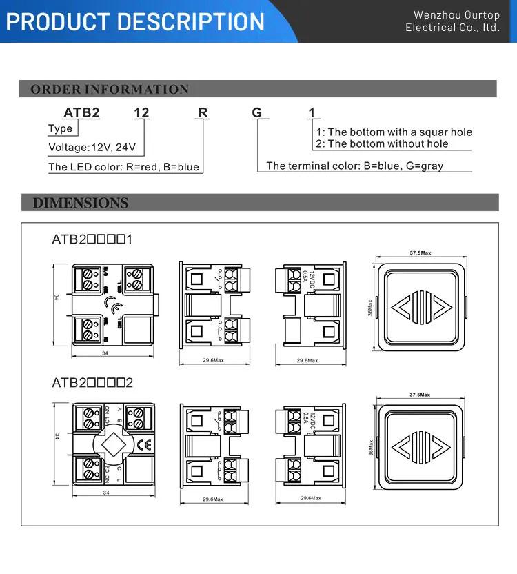 Elevator accessories white light button square Light touch button switch