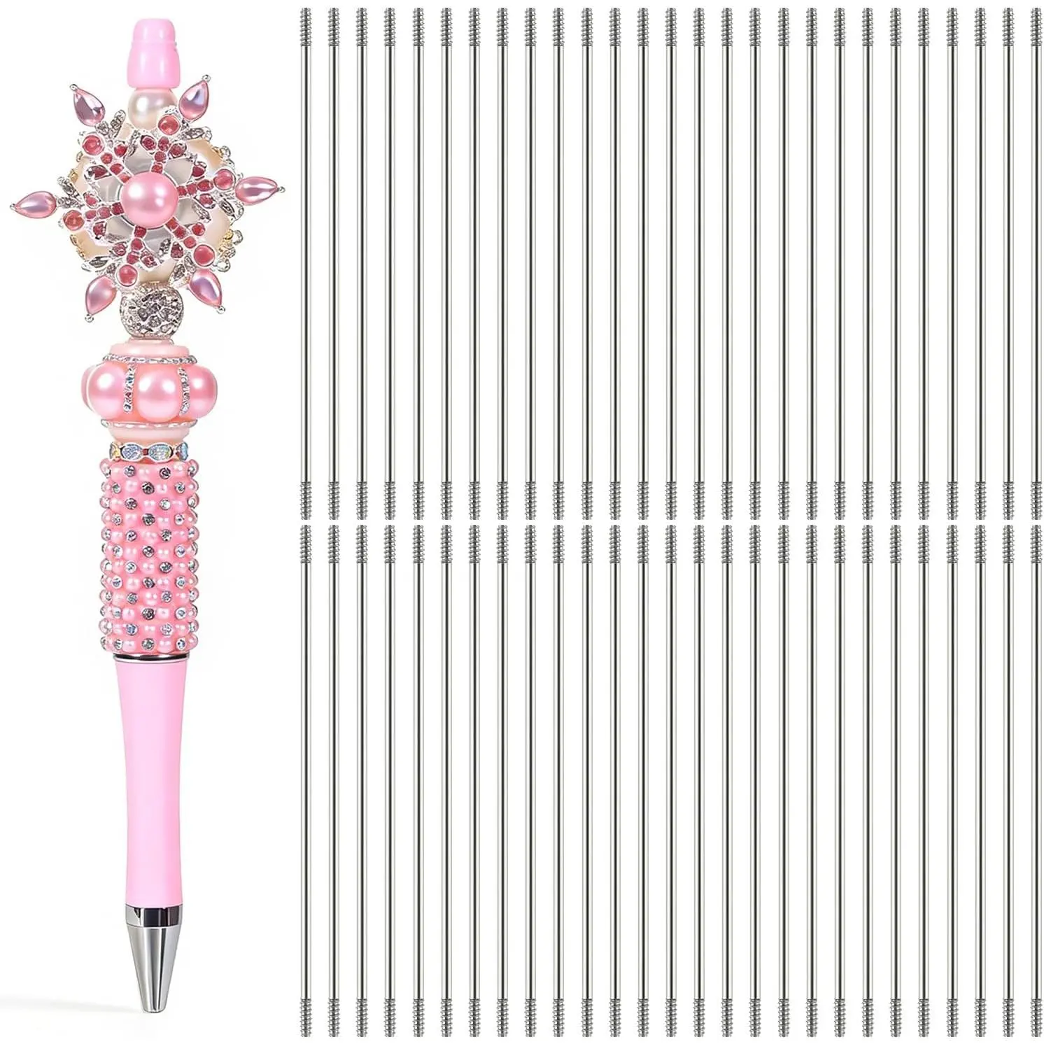 110 count Extenders for Beadable Pens Bulk with Blank | Stainless Steel Bead Rod  Bead Pen Rod Metal Bars for DIY Pens Repair Craft Making Supplies 4.6 inches