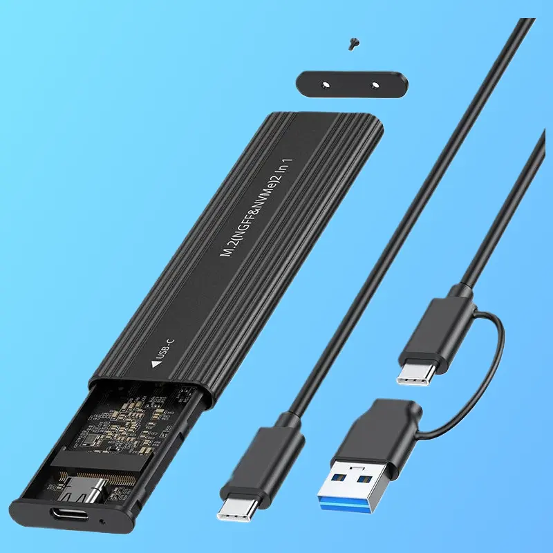 Type-C3.1 M.2 SSD Enclosure Dual Protocol NGFF NVMe External Storage for Laptops