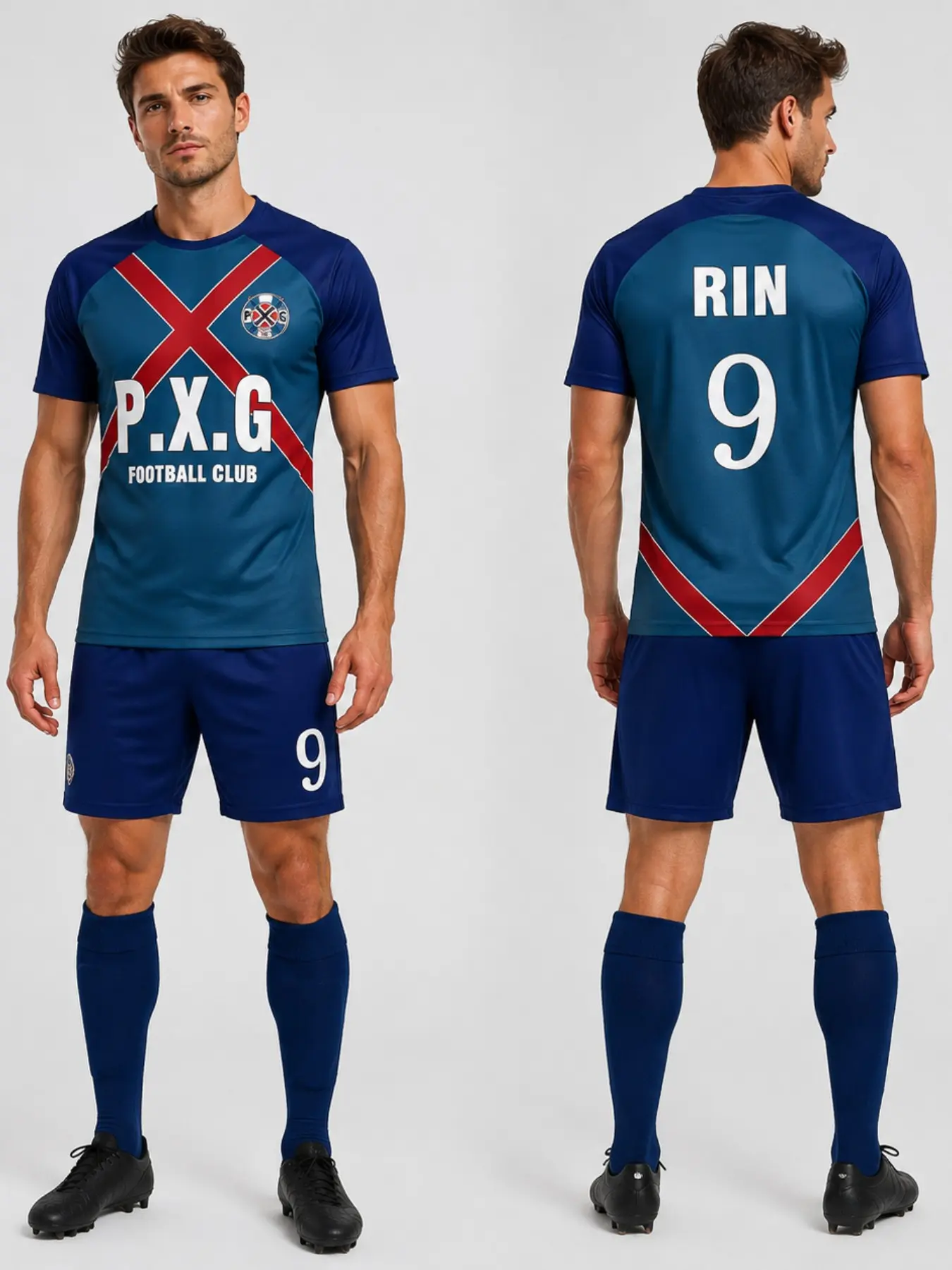 P.x.g Blue Lock Pattern Soccer Jersey 9 Rin Shidou Cosplay T-Shirt, Unisex Casual Long Sleeve Top, All-Season Sportswear