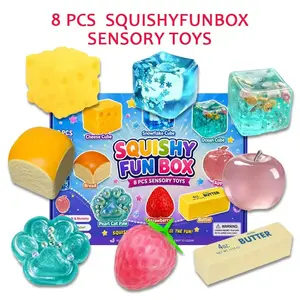 8-piece slow-rebound soft and cute toy set, maltose stress-relieving fingertip toys, sensory combination set, creative slow-rebound soft and cute toys, party gift, 8 different styles