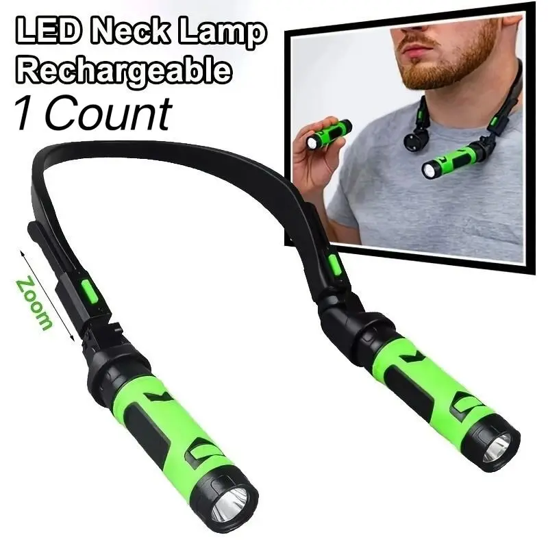 Wild Bright LED Rechargeable Neck Lamp, Detachable Reading Light, 120° Bendable Book Light, Portable Night Flashlight, USB LED Flashlights, Outdoor Camping, Night Riding, Running