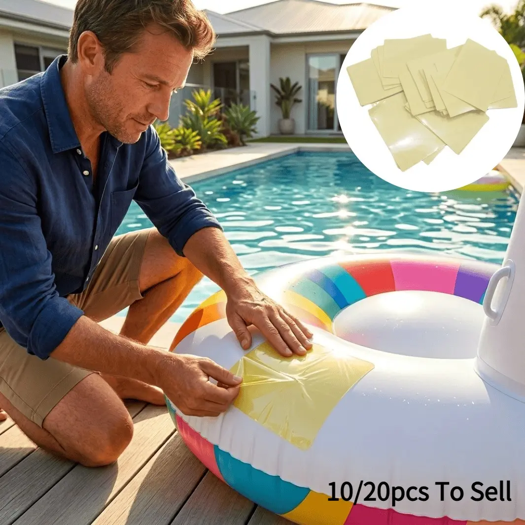 Crystal Clear PVC Inflatable Repair Patch – Heavy Duty Self Adhesive Vinyl Pool Float & Air Mattress Repair Kit, Flexible Waterproof & Virtually Invisible Fix, Cruise Vacation Must‑Have for Beach, Boat & Resort Travel