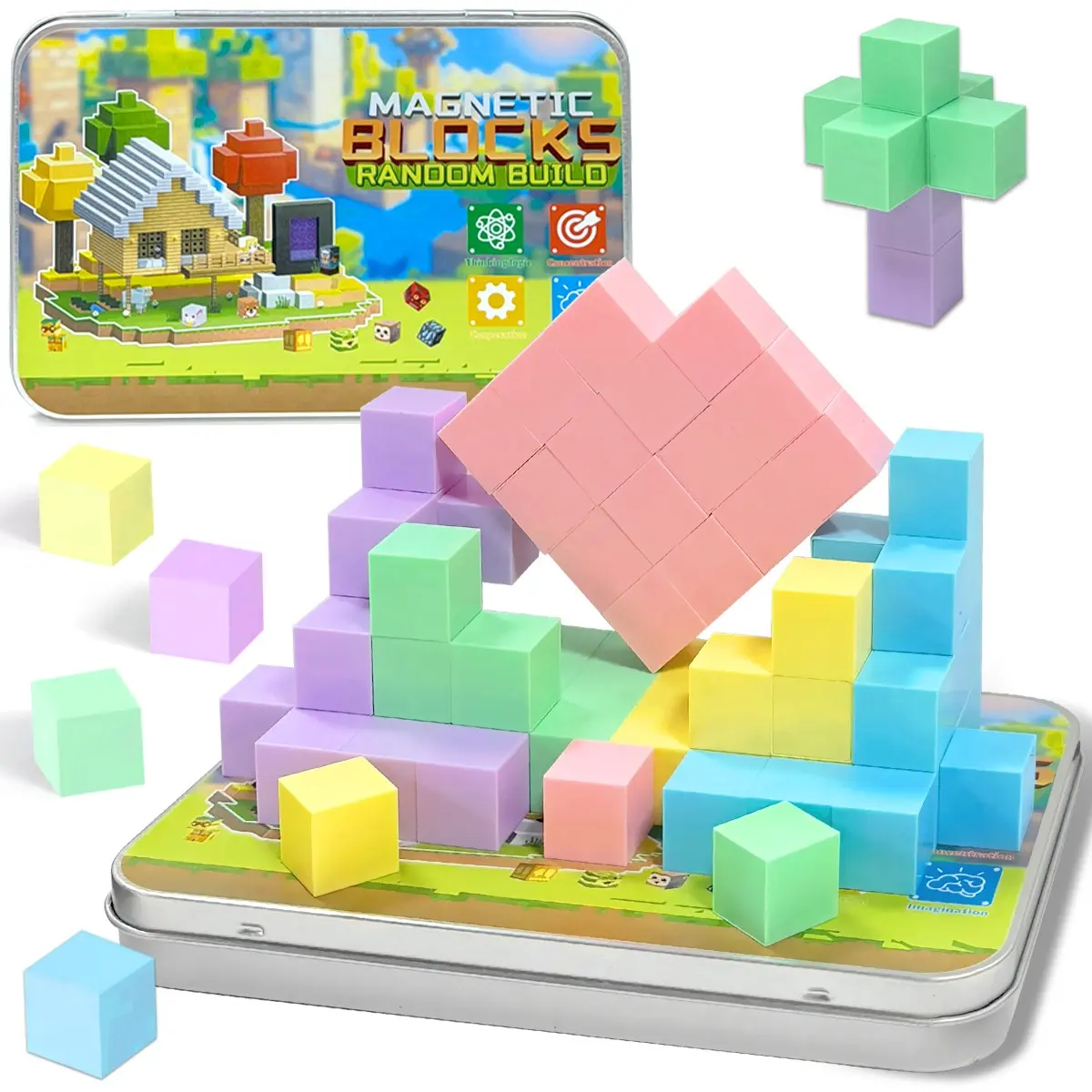 Magnetic Cube Building Toys, Stem Educational Construction Toys, Creative Stacking & Assembling Play Set for Kids 3+, Perfect Gift for Boys and Girls, Creative Building Blocks