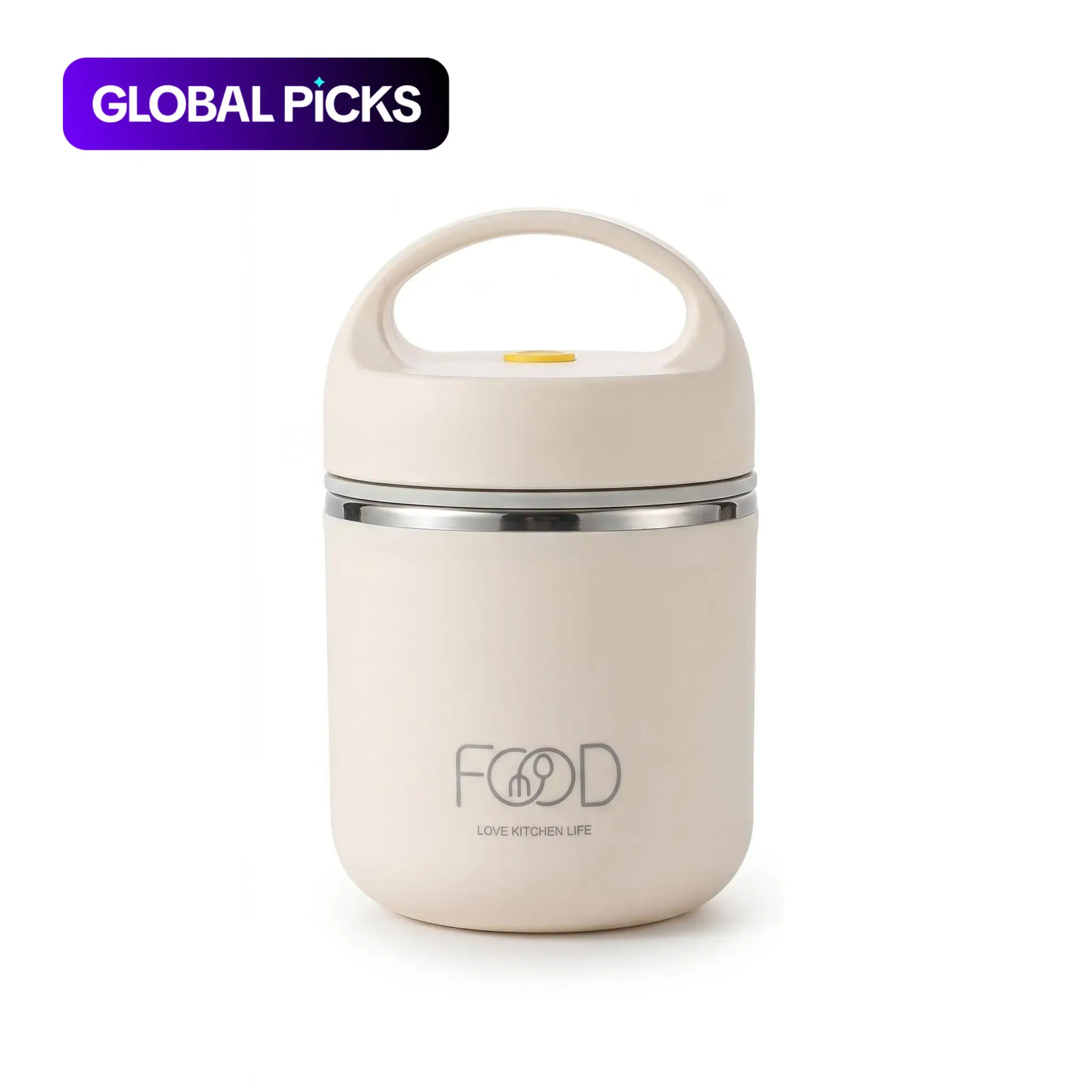 304 Stainless Steel Soup Thermos for Adults, Cream Thermal Insulated Food Jar, Sturdy Portable Vacuum Round Lunch Box, Hot Food Container, Insulated Lunch Containers, 6.1 Inch #GLOBAL PICKS