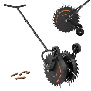 VEVOR Rolling Lawn Core Aerator, 16.6 in Coring Aerator Roller with Anti-Clog Tines, Heavy Duty Rust-Resistant, Yard Grass Pulling Plugs Manual Aeration Tool for Compacted Garden Soil Loosening