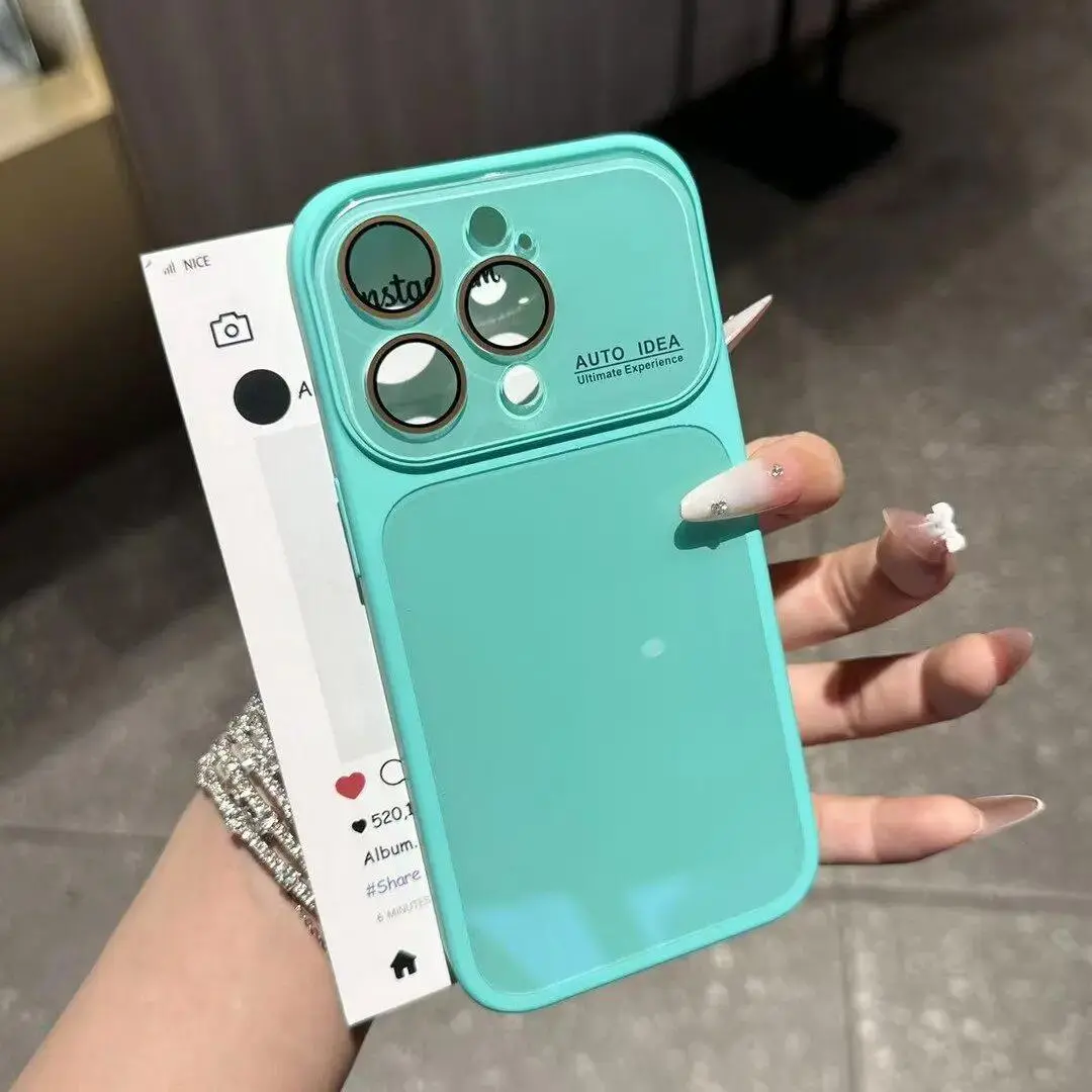 Cute Glossy Smooth Soft TPU Phone Case, Skin-Feel Soft TPU Bumper & Hard PC Back, Full Lens Protection, Cute Minimalist , Compatible with iPhone 17/16/15/14/13 Pro Max Plus Air, Tiffany Blue
