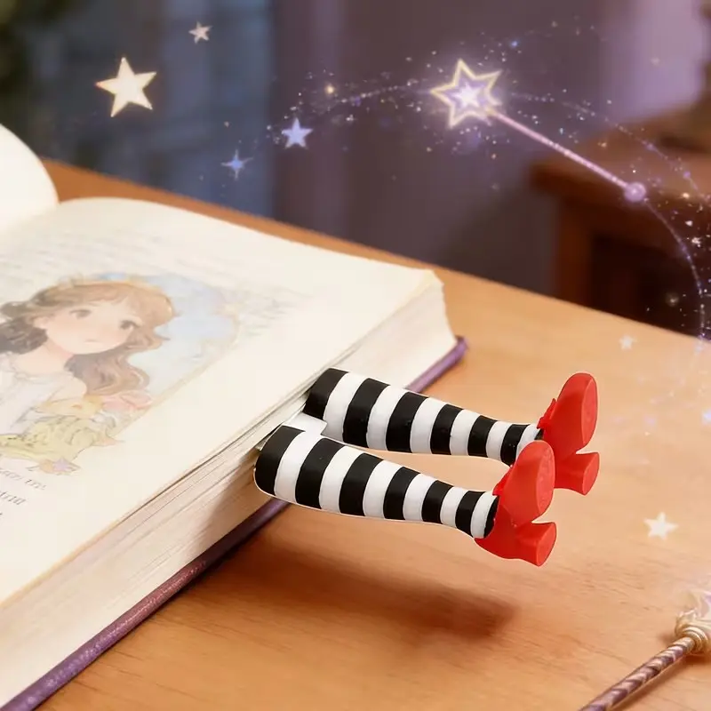 Cute Whimsical Witch Leg High Heel Bookmarks, Durable Pla Creative Book Markers, DIY Book Decor, Great Gift for Students & Book Lovers