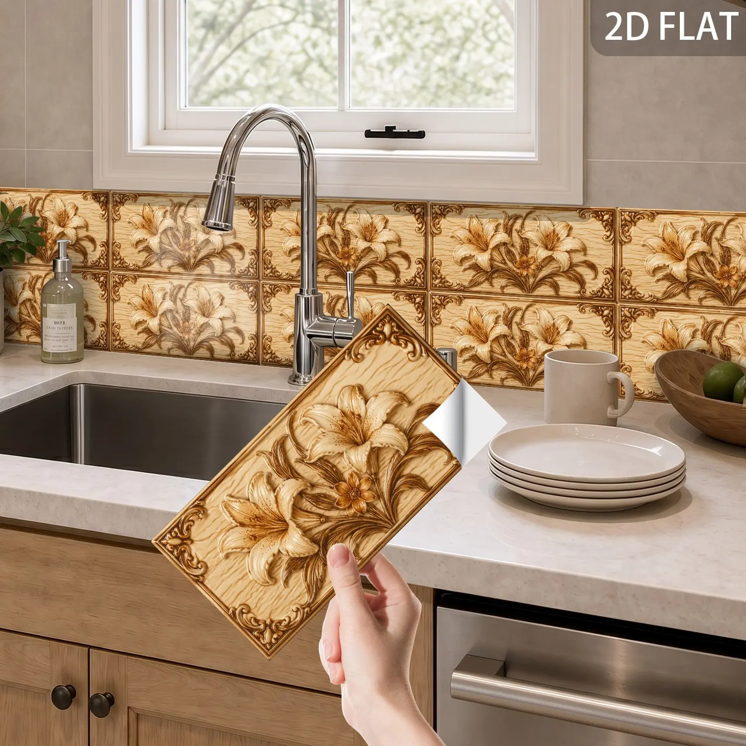 8/24/40 Pcs Wall Decoration Self-Adhesive Edge Stickers,Glazed Oil Resistant Wall Stickers, Waterproof Self-Adhesive Waistline Stickers,For Kitchens And Bathrooms