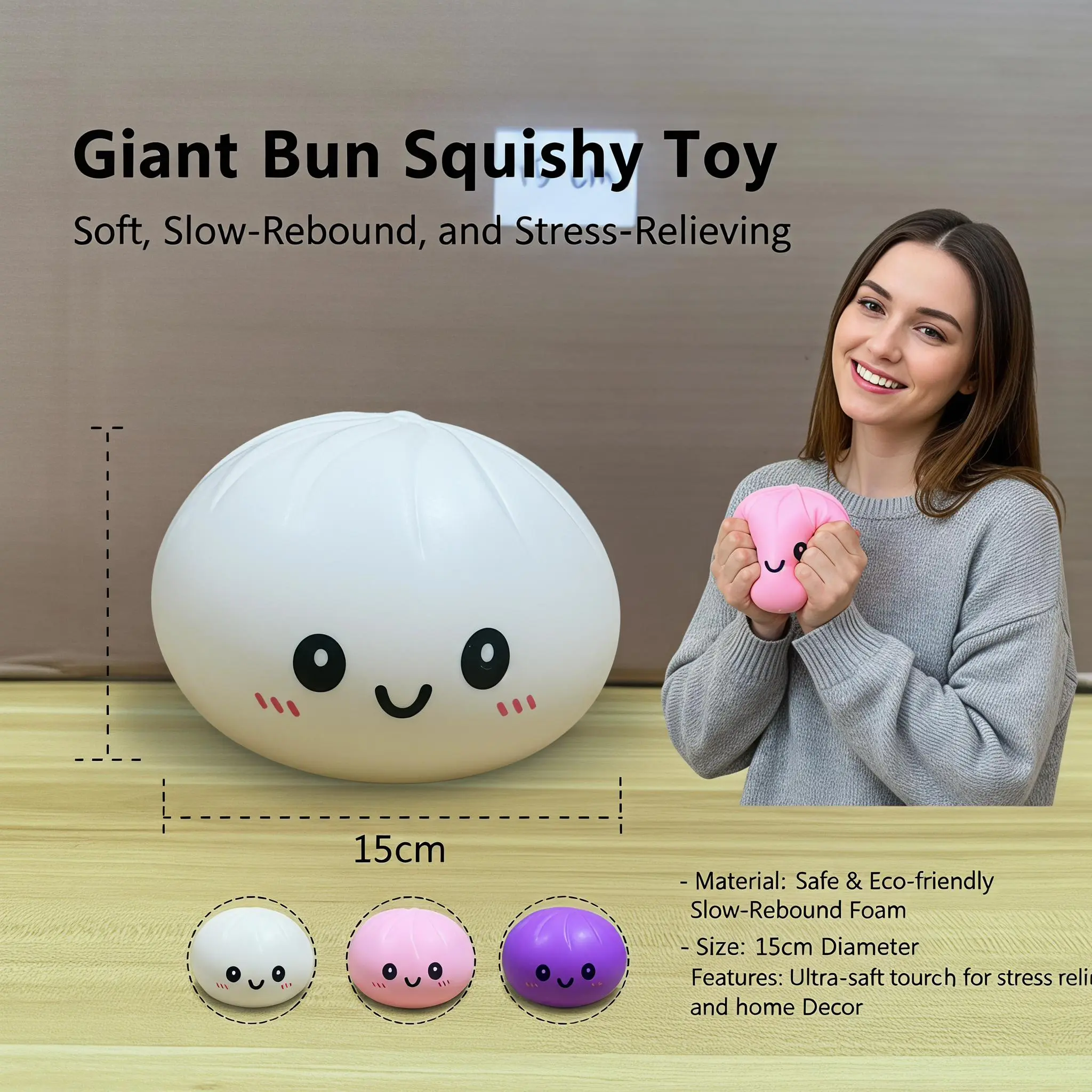 RIVIOO Large Food Simulation Dumpling pillow & Bun Squishy Stress Ball, Soft Dough Squeeze Sensory Fidget Toy, Portable Anti-Anxiety Desk Toy Birthday Gift