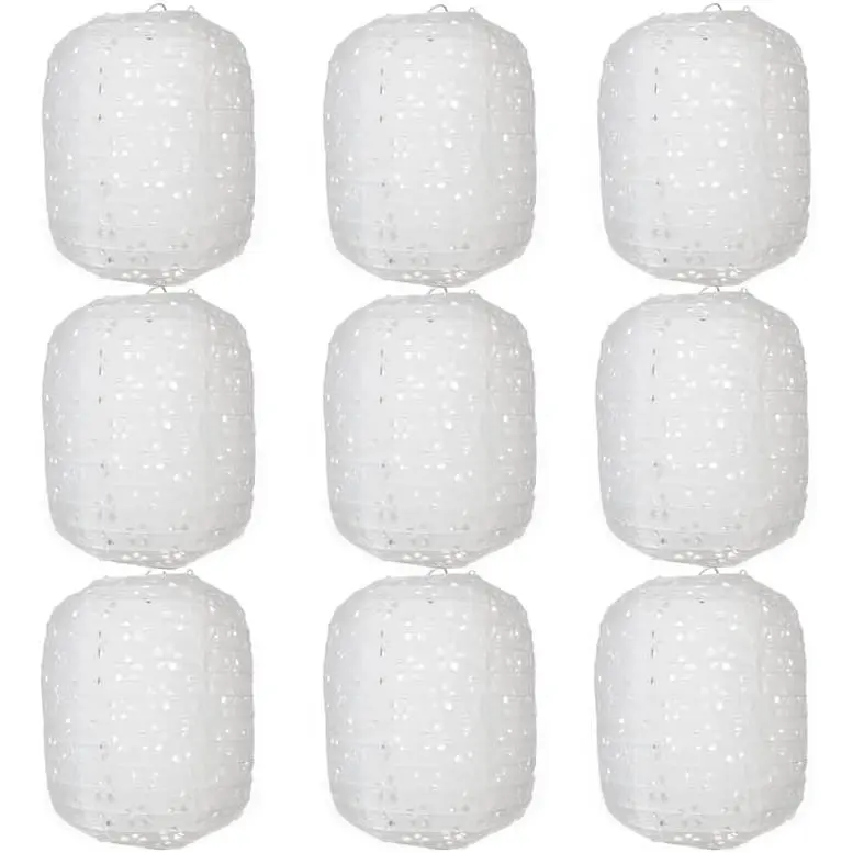 10 count White Paper Lanterns Chinese  Decorative  Paper Lanterns 6.3 Inch Oval Hollow Lanterns for Valentine Anniversary Wedding  Shower Birthday Party Indoor Outdoor  Decorations