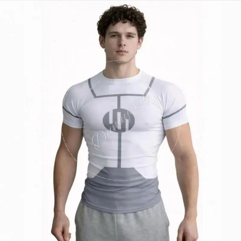 Viltrumite Compression T-Shirt for Men - Slim-Fit Round Neck Athletic Top, Nylon-Polyester-Acrylic Blend, Short/Long Sleeves for Workout (Menswear), Short Sleeve, Casual