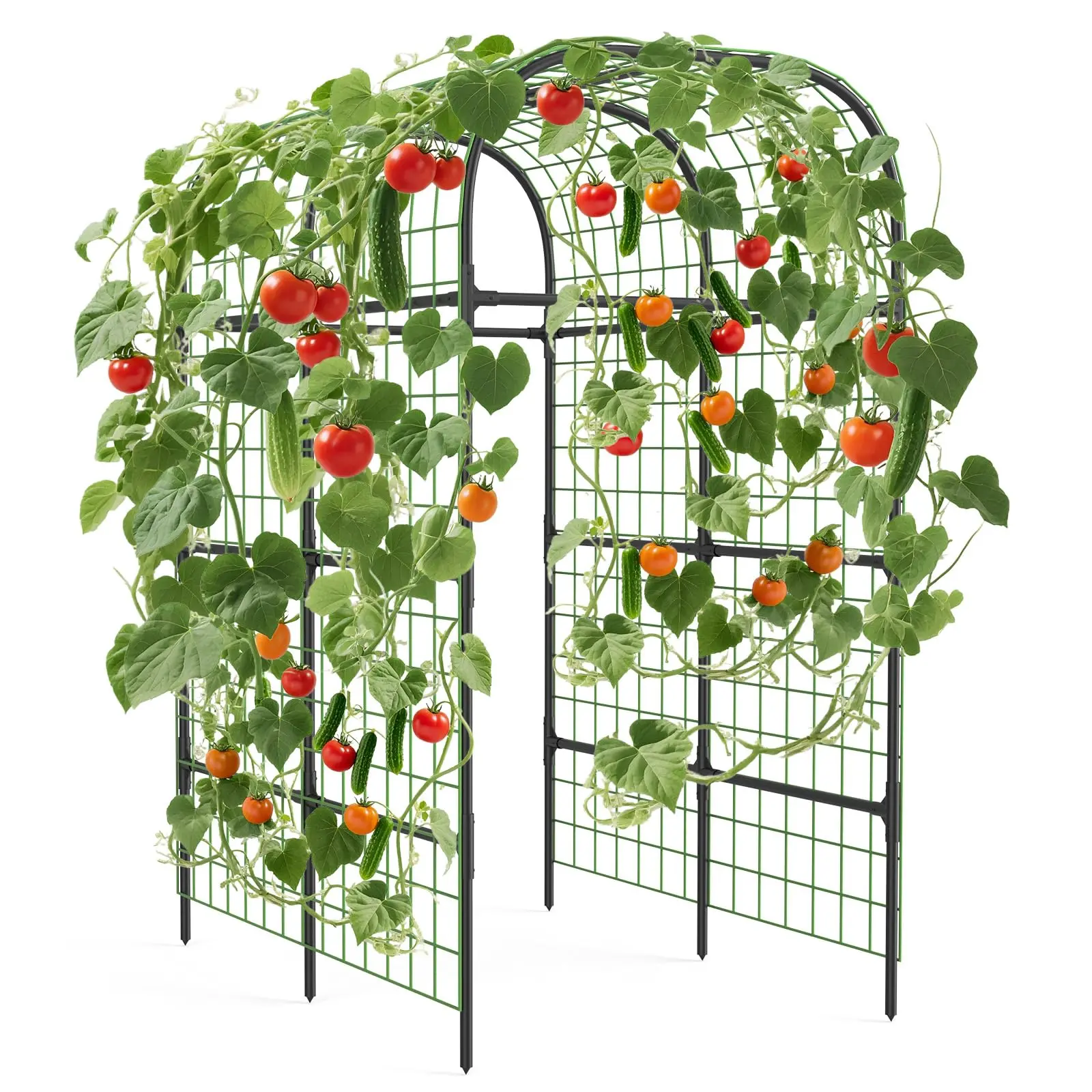 [Huge Clearance! Low Cost for Next‑Year Gains]7.3FT Extra Tall Garden Arch Trellis for Raised Beds - PE-Coated Stainless Steel Metal Plant Support Frame - Outdoor Arbor for Climbing Cucumbers, Tomatoes, Veggies & Flowers - Black