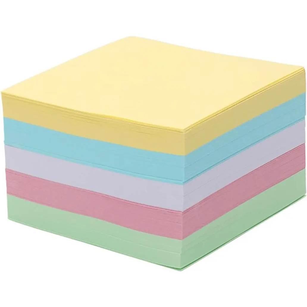 500 Sheets Non-Sticky Notes 3x3 Blank Note Cube Colorful Memo Cube Refill Memo Sheets Office Non Sticky Memo Scratch Pad Cubes Organizerd for Taking Notes