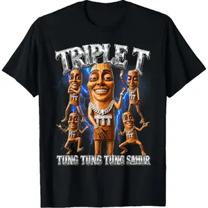 Graphic T-Shirt Tung Tung Tung Sahur Brainrot Meme Shirts Triple T T-Shirt Funny Graphic Tees, unisex streetwear casual camiseta verano meme graphic tee, viral brainrot meme cotton shirt for summer everyday wear