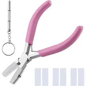 5-Inch Double Nylon Jaw Flat Pliers, 3 Pairs of Replacement Tips & Screwdriver Included, Spring Loaded Soft Nose Plier for Jewelry Making, Wire Straightening Wrapping Tool