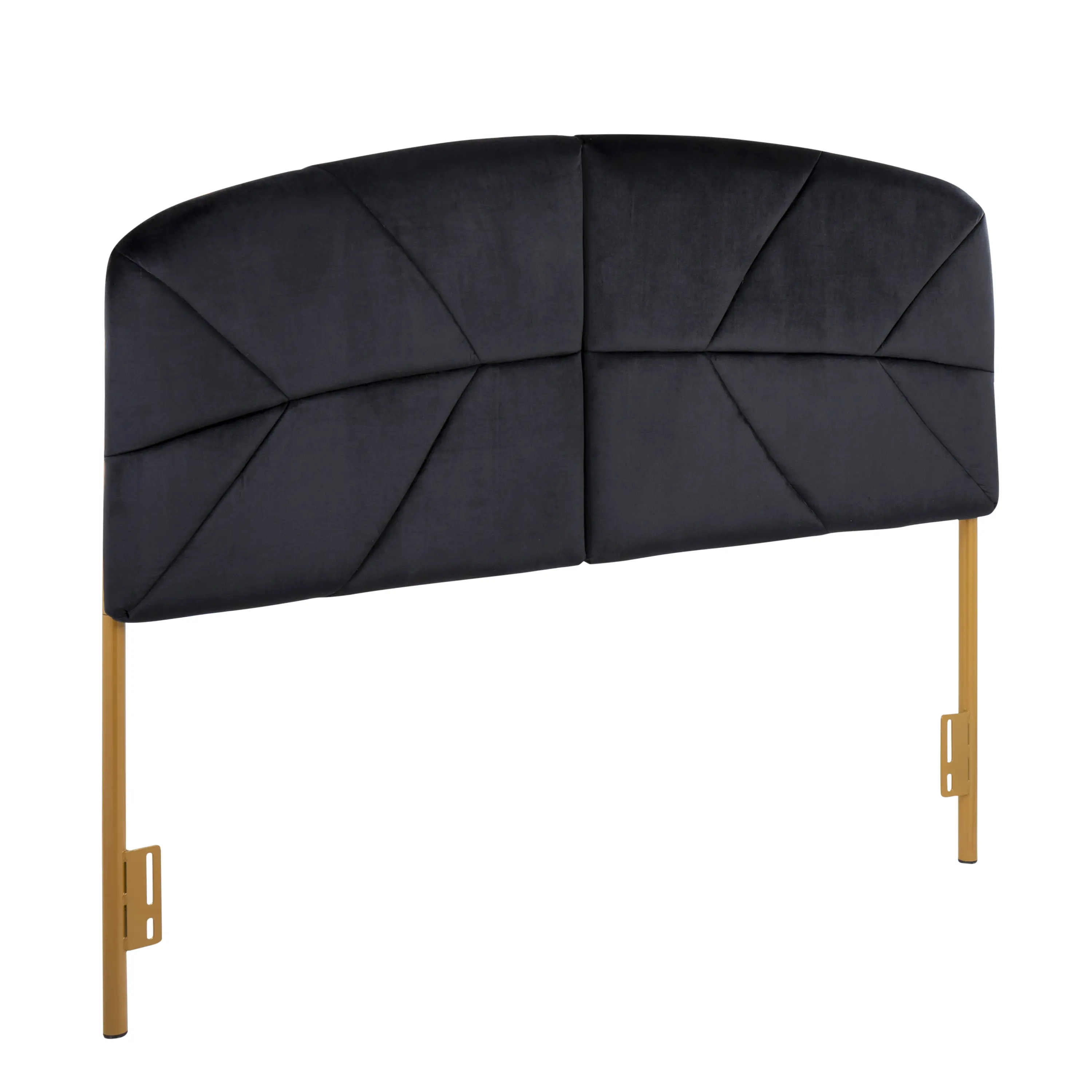 ARCH Contemporary Queen Headboard Gold Steel Frame Black Velvet Upholstered Bed Headboard for Bedroom Modern Luxe Accent Wall Decor Sturdy Metal Construction, Home Furniture and Household Product Search Terms for US Online Shopping