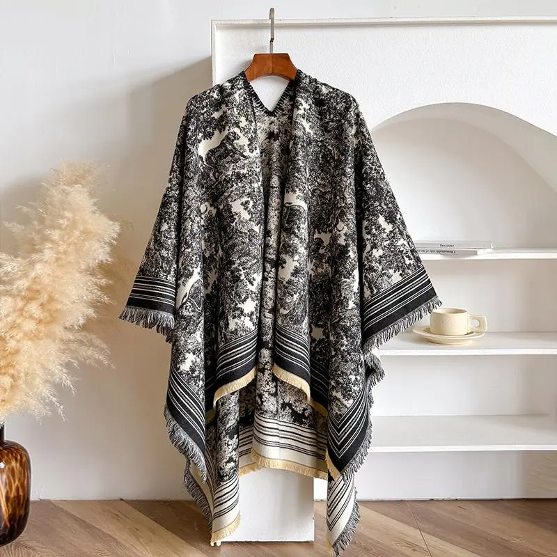 Reversible Shawl Wraps for Women Elegant Open Front Poncho Casual Cardigan Warm Winter Fall Blanket Coat