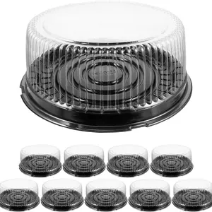 12-Pack Disposable Cake Containers with Dome Lid, Transparent Plastic Cake Trays with Lids, Ideal for Transport, Parties, Carry, Disposable Clear Plastic