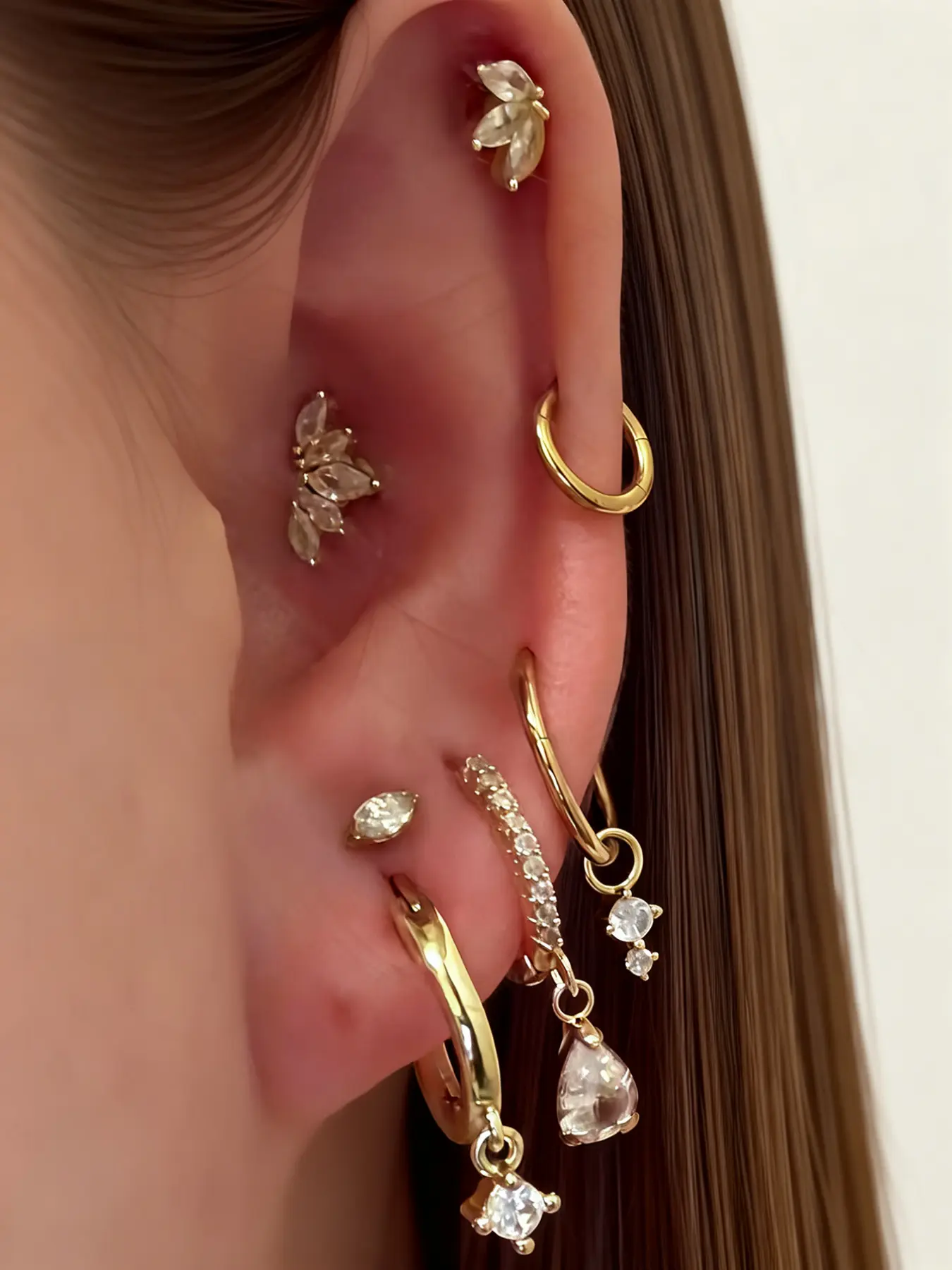 7 Pcs Zircon Earrings Set for Women, Elegant Daily Wear, Perfect for Dates, Parties, and Gatherings, Layered Jewelry Collection