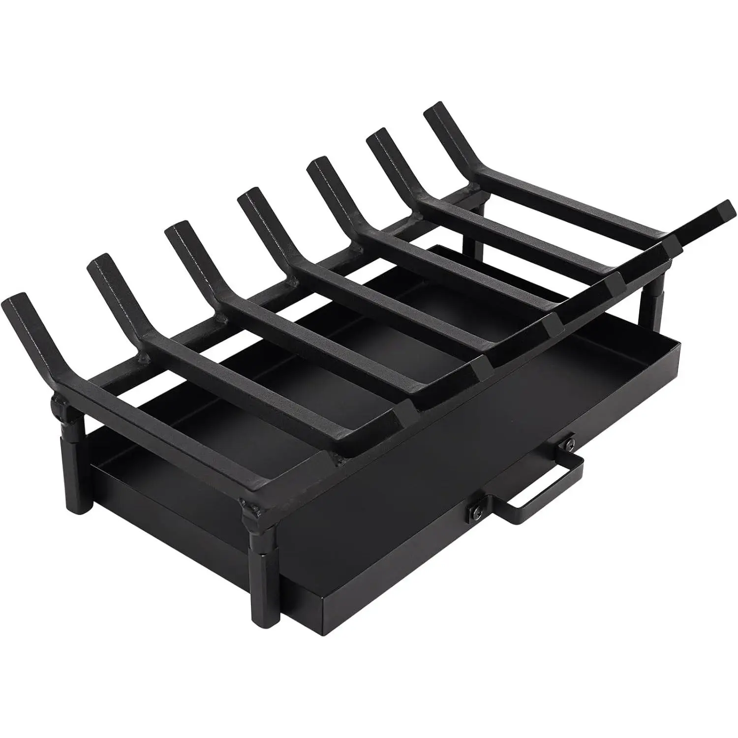 Fireplace Grate with Fireplace Tray Ash Pan,Fireplace Log Holder,Easy-Assembly Fireplace Grates Heavy Duty Cast Iron,Fireplace Tray for Ash Collection with Handle for Indoor Outdoor Firepit (20 inch)