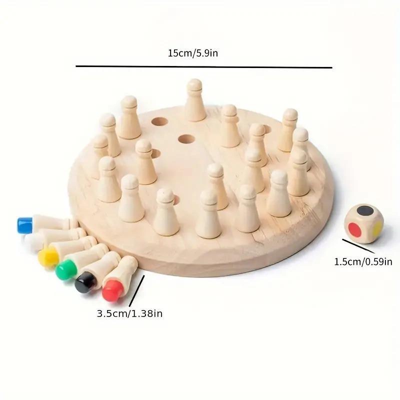 Educational Wooden Memory Chess Puzzle, 17cm Diameter 4cm Height 36 Pieces, Family Strategy Board Game for Brain Training & Holiday Gifting