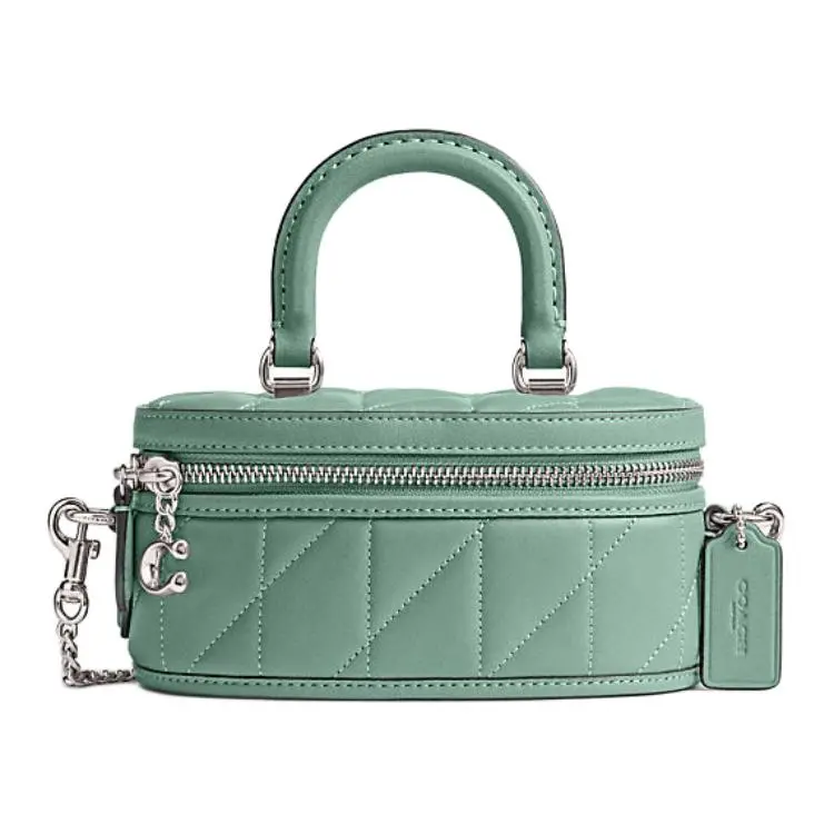 COACH Trail 12 Quilted Zip-Top Crossbody Bag for Women – Saffron Blue Lambskin and Leather