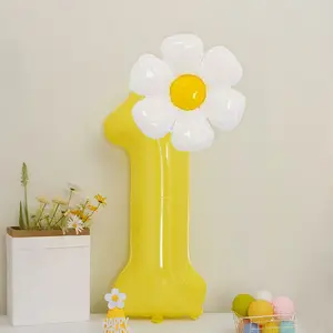 2pcs/set 40-Inch Digital Daisy Balloons, Numbers 0-9, Ideal for Birthday Parties, Anniversaries, Weddings, Graduations, Outdoor Events