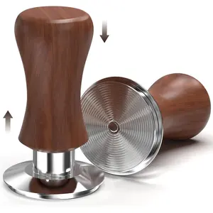53.3mm Espresso Tamper, 30lb Spring-Loaded Calibrated Coffee Tamper, 304 Stainless Steel, Cuibourtia Wooden-Handle, Barista Tamper Suit for Over 53MM Espresso Portafilter