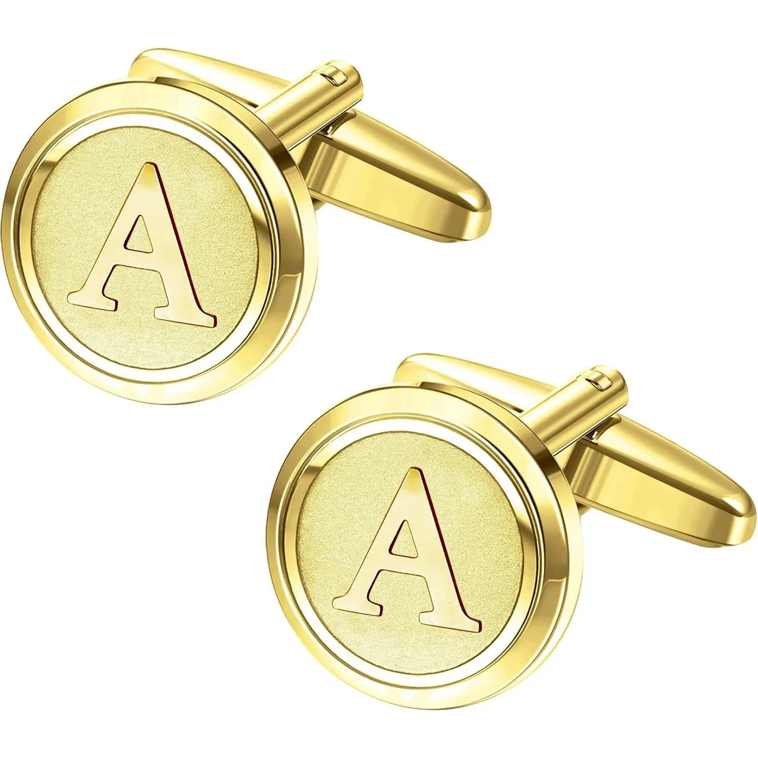 Personalized Initial Gold Cufflinks for Men - Copper Letter Cuff Links Gift for Groom, Husband, Father(Gift)